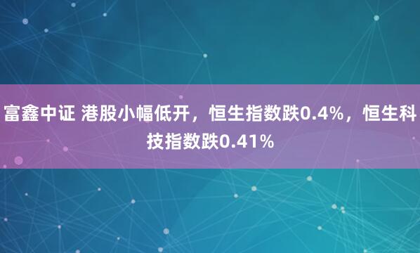 富鑫中证 港股小幅低开，恒生指数跌0.4%，恒生科技指数跌0.41%